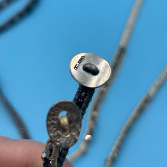 Boho Beaded Necklace, Designer Leather Jewelry, Modern Bohemian Choker - Picture 2 of 15